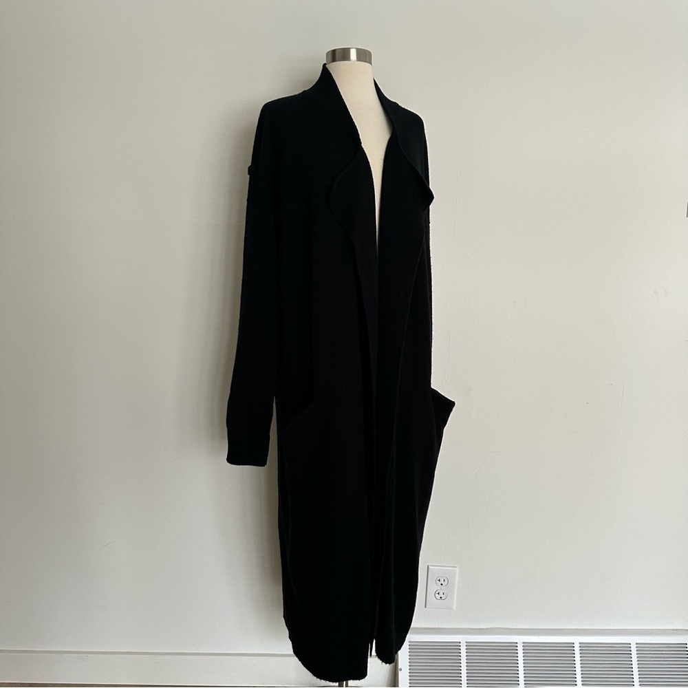 MCT Editions Long Maxi Wool Cashmere Black Cardigan Sweater